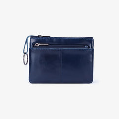 Leather Zipper Vintage Short Slim Mini Purse for Men Women