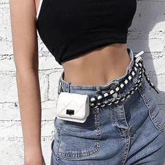 Mini Chain Bag Messenger Fanny Pack for Women Earphone Belt