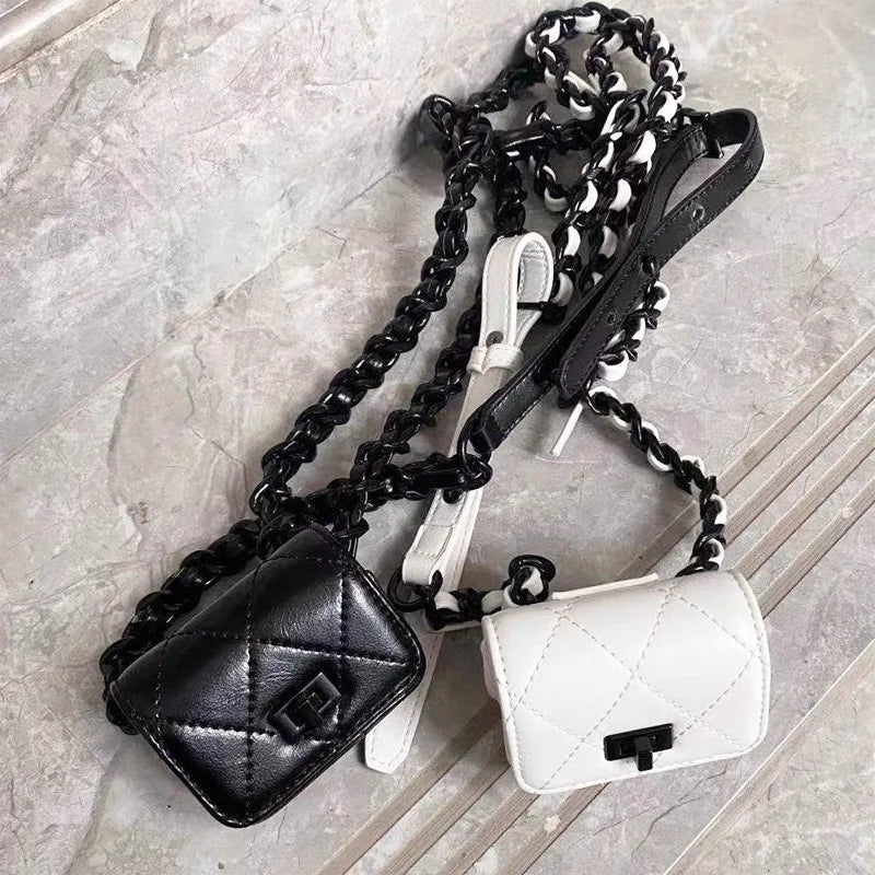 Mini Chain Bag Messenger Fanny Pack for Women Earphone Belt