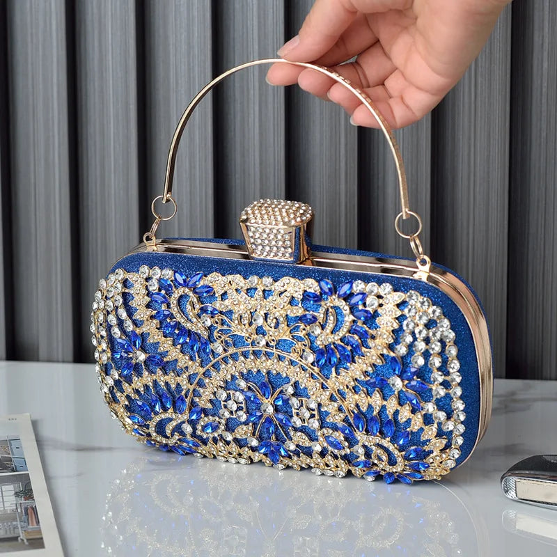 Mini Silver Crystal Wedding Clutch Bags for Bride