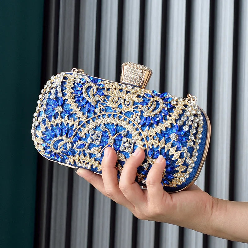 Mini Silver Crystal Wedding Clutch Bags for Bride