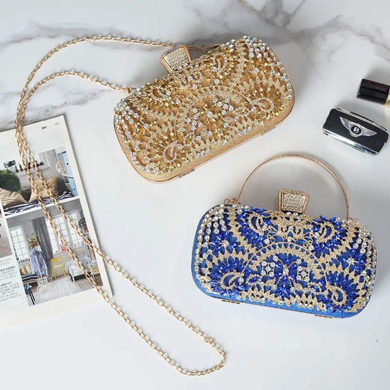 Mini Silver Crystal Wedding Clutch Bags for Bride
