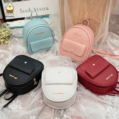 Small Backpack PU Leather Waterproof Shoulder Bag Girls Kids Multi-Function