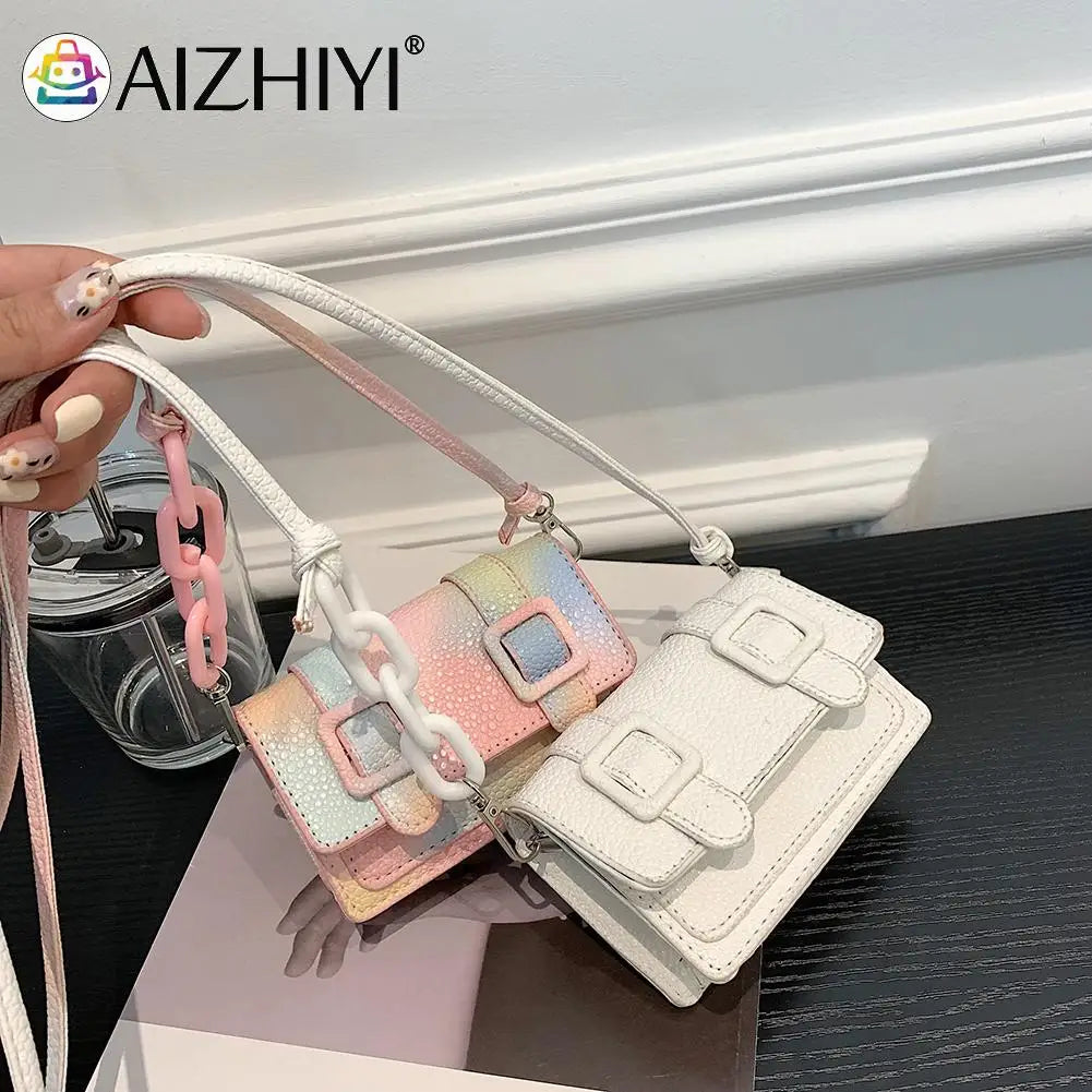 Small Messenger Bag Women Acrylic Chain Purse Leather Handbag