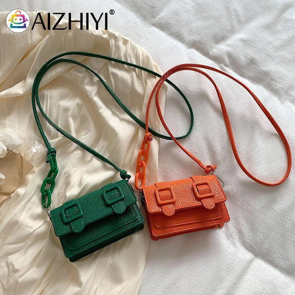Small Messenger Bag Women Acrylic Chain Purse Leather Handbag