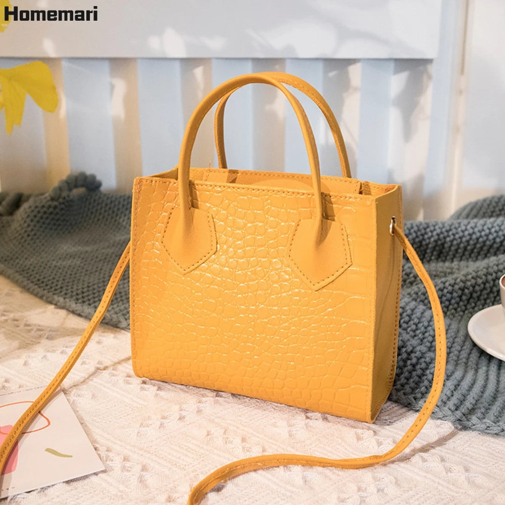 Mini Square Flap Bag High PU Leather Women's Handbag Crocodile Pattern Chain Sho