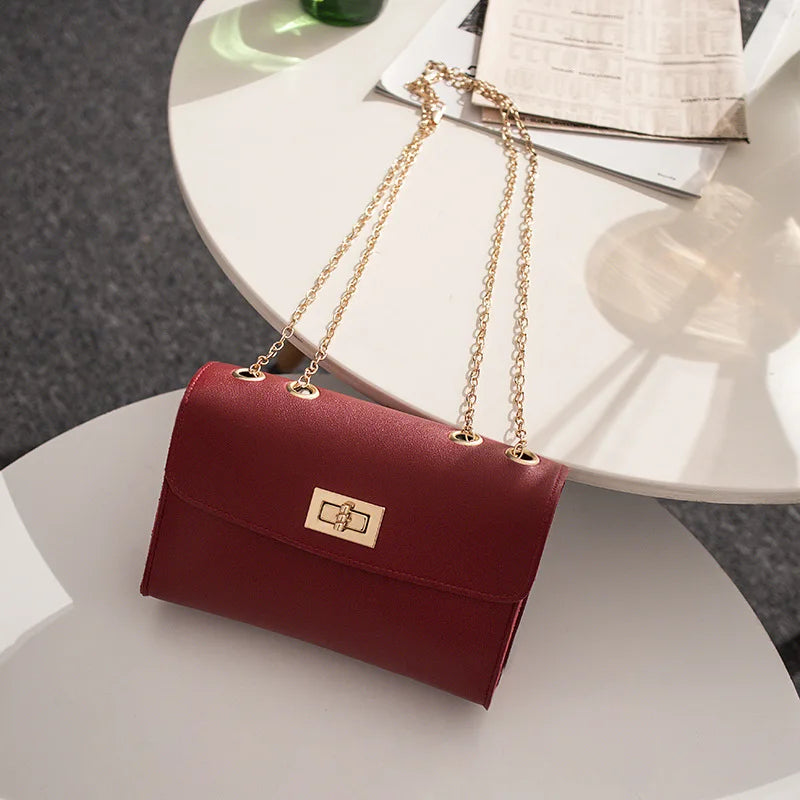 Mini Square PU Leather Women's Handbag Chain Messenger Bag