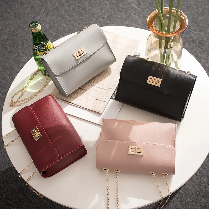 Mini Square PU Leather Women's Handbag Chain Messenger Bag