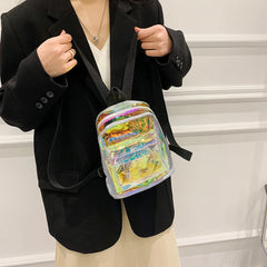 Mini Transparent Backpack PVC School Bag Girls Clear Casual Travel Knapsack