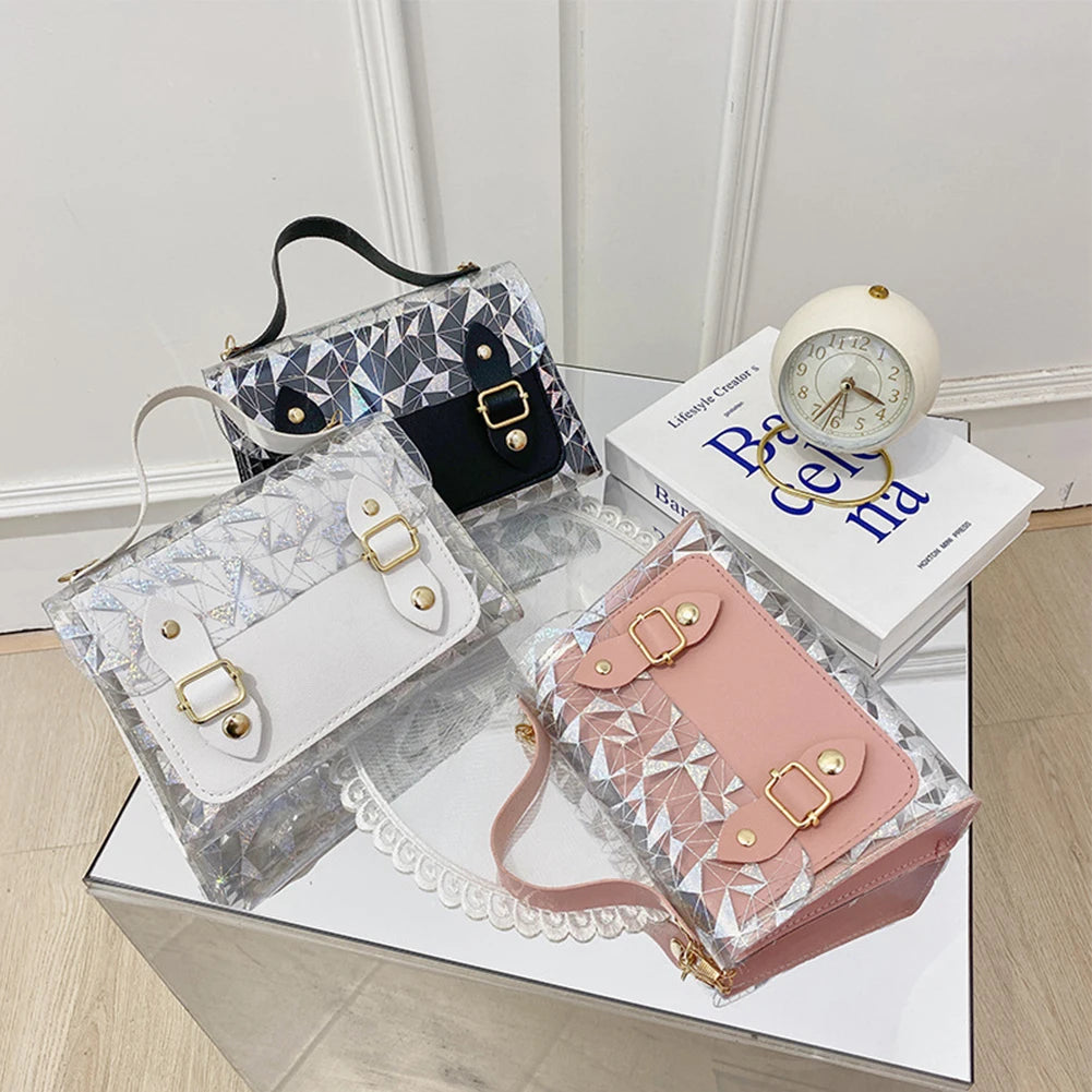 Mini Transparent Square Bag College Style Schoolbag Contrast Female