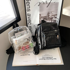 Mini Transparent Women Backpack PVC Kids Girls Student School Bags