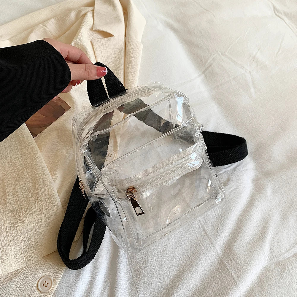 Mini Transparent Women Backpack PVC Kids Girls Student School Bags