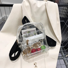 Mini Transparent Women Backpack PVC Kids Girls Student School Bags
