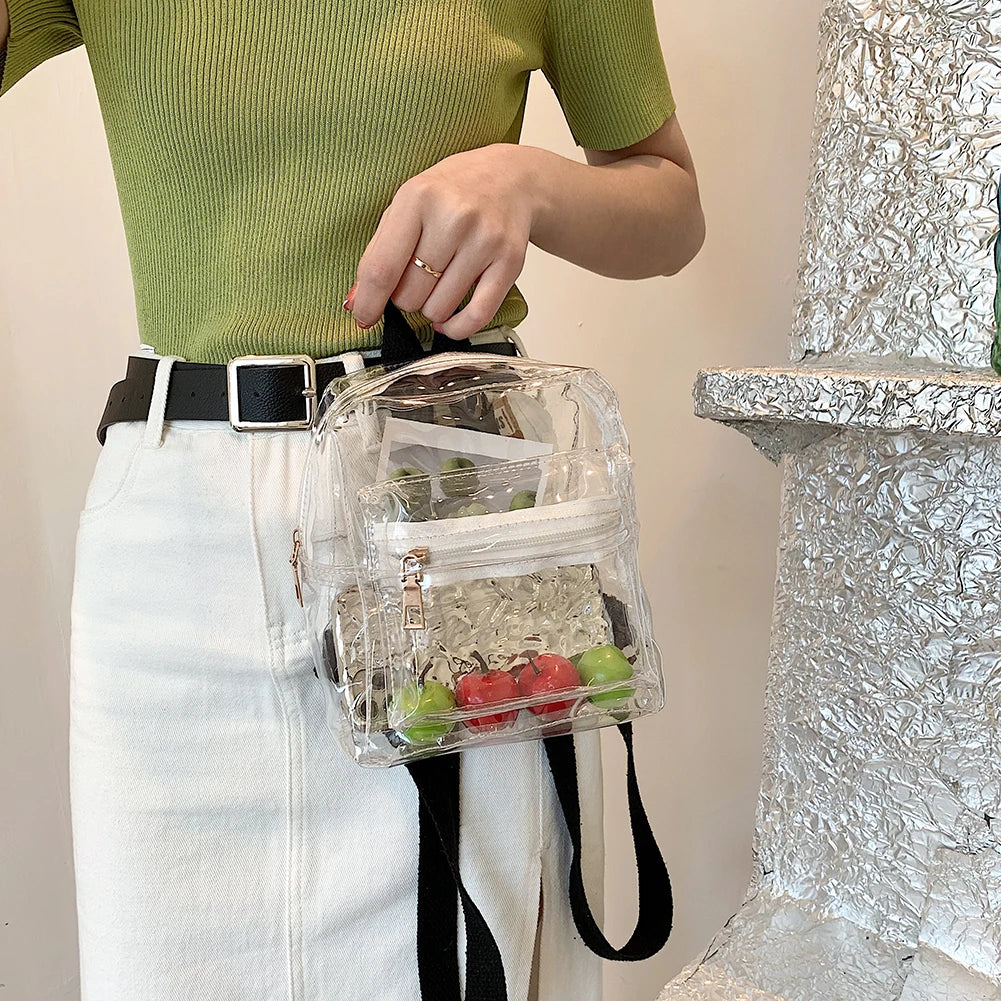 Mini Transparent Women Backpack PVC Girls School Bags Casual Travel Bagpack