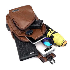 Mini USB Interface Mens Casual Sling Bag Outdoor Travel Pack