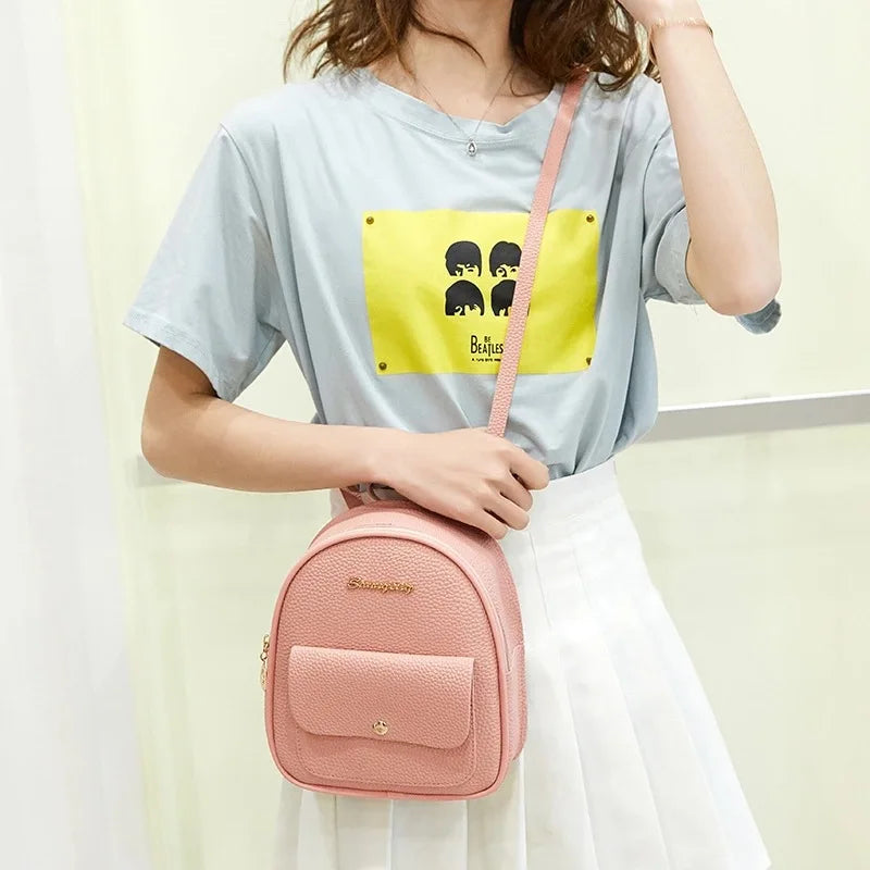 Mini Women Backpack PU Leather Shoulder Bag Small Backpack Female School Bag