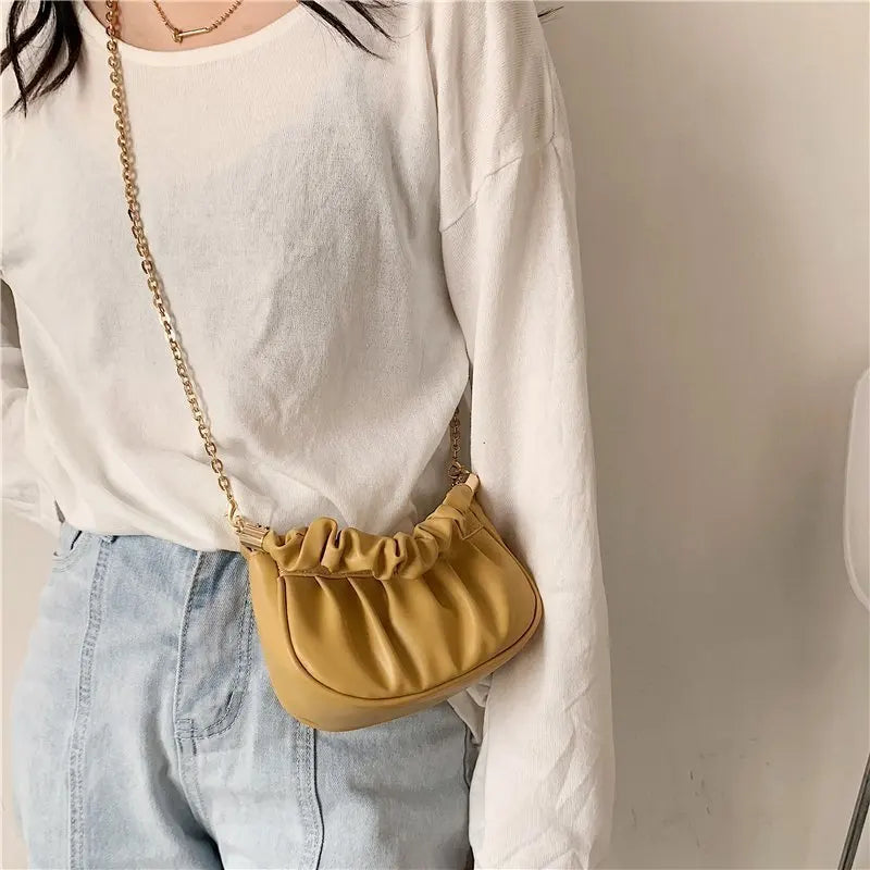 Mini Women Clutches Bag Classic Handbag Leather Dumpling Pack