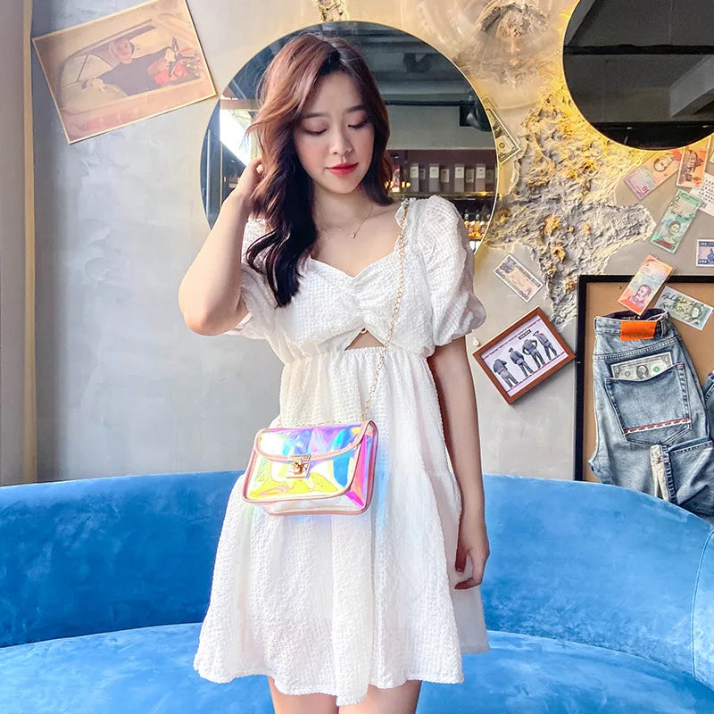 Mini Laser Crossbody Bag PVC Jelly Small Tote Messenger Candy Colors B