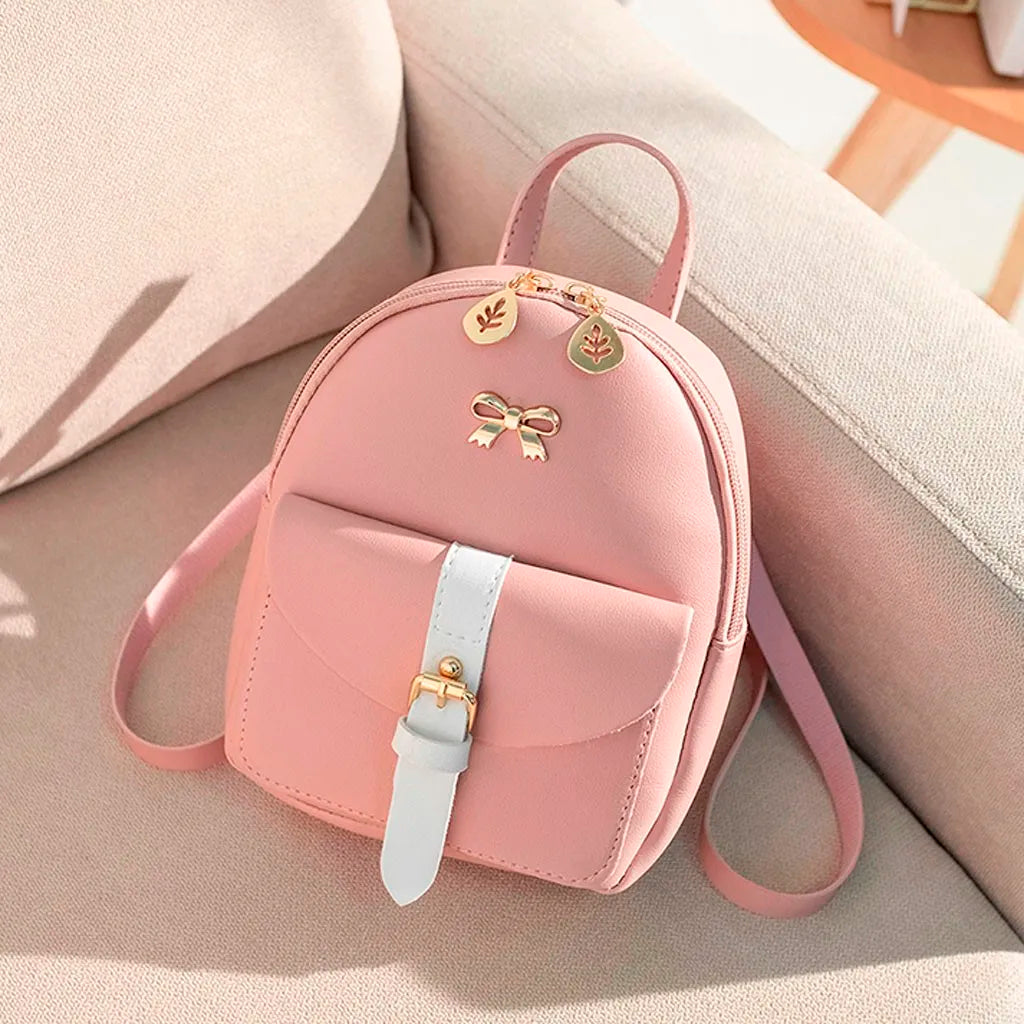 Mini Women's Backpack PU Leather Lady Shoulder Bags