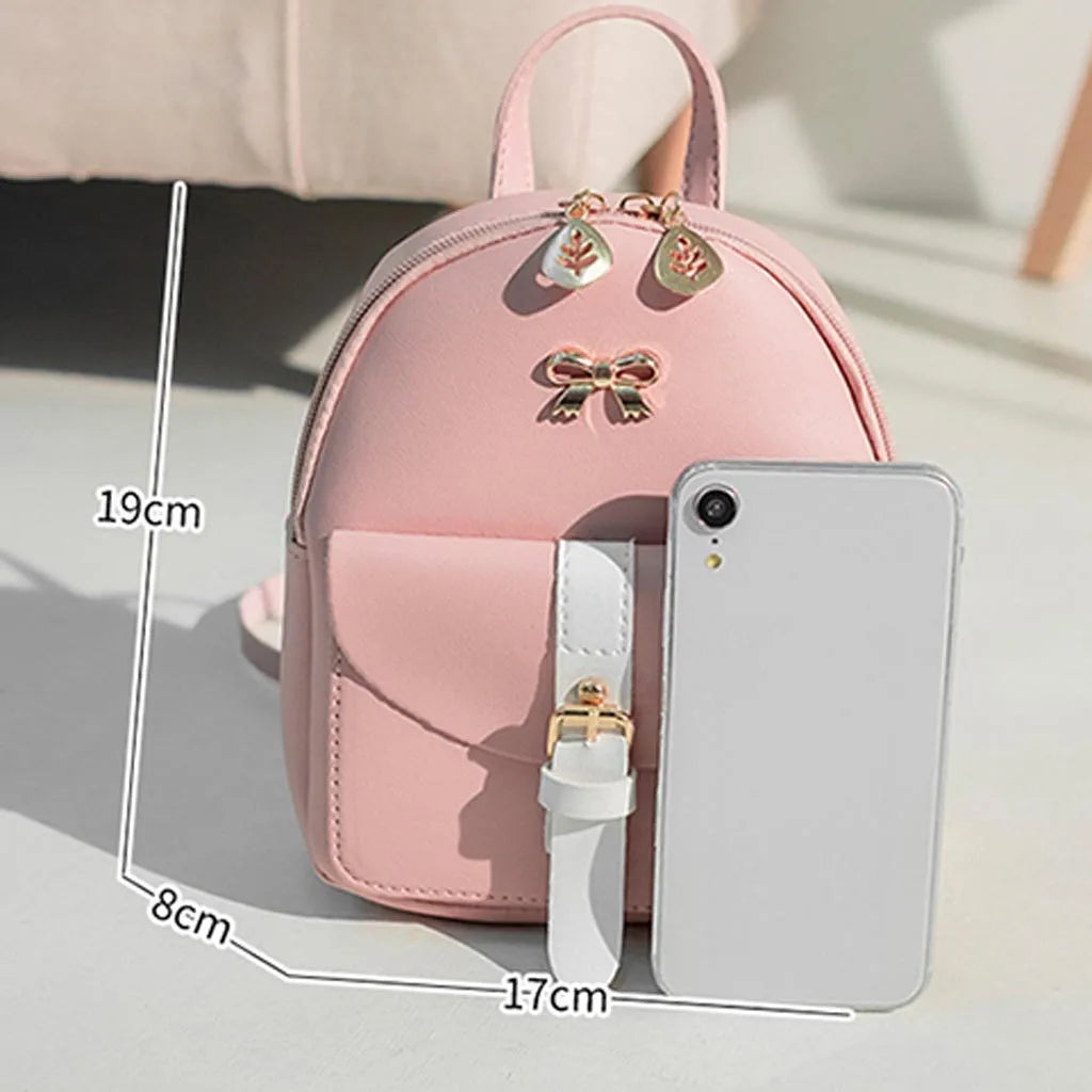Mini Women's Backpack PU Leather Lady Shoulder Bags