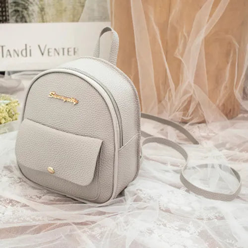 Mini PU Leather Women's Backpack Girls Small School Bookbag