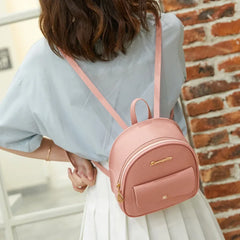 Mini PU Leather Women's Backpack with Headphone Hole