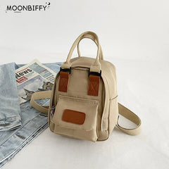 Mini Women's Canvas Backpack School Bag Retro Rucksack for Teen Girls