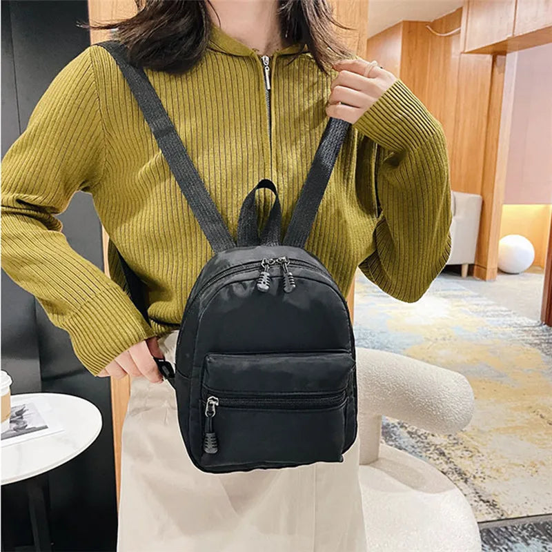 Mini Women's Backpacks Nylon School Rucksack for Teen Girl