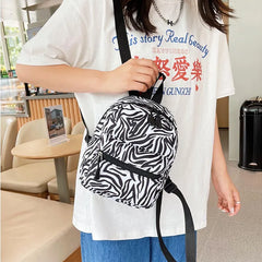 Animal Printing Mini Women's Backpack Nylon Bag for Teen Girls