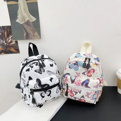 Small Animal Print Women's Backpack Nylon Teen Girls School Bag