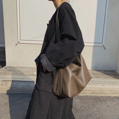 Minimalist PU Leather Shoulder Bag Women Large Capacity Totes Casual Handbags