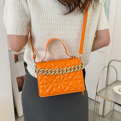 Quilted Flap Square Bag Women PU Leather Small Shoulder Bag
