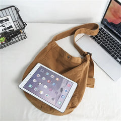 Minimalist Style Solid Shoulder Bags 100% Cotton Unisex Solid Crossbody Bags