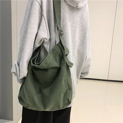 Minimalist Style Solid Shoulder Bags 100% Cotton Unisex Solid Crossbody Bags
