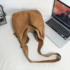 Minimalist Solid Shoulder Bag 100% Cotton Unisex Crossbody Bag