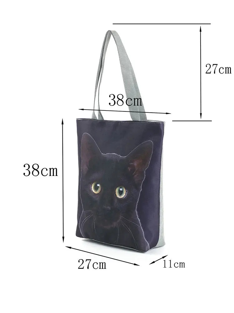 Miyahouse Cat Print Tote Bag Eco Reusable Shopping Bag