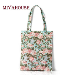 Miyahouse Floral Print Tote Bag Zipper Handbag