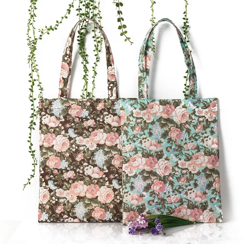 Miyahouse Floral Print Tote Bag Zipper Handbag