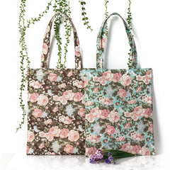 Miyahouse Floral Print Tote Bag Zipper Handbag
