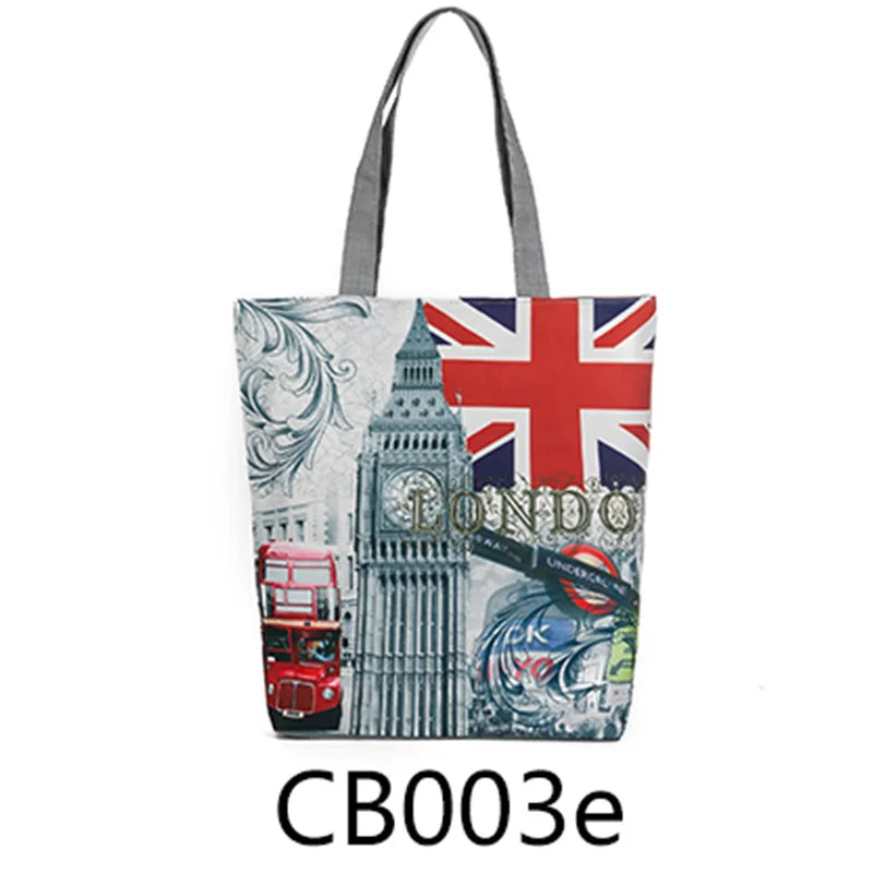 Miyahouse Paris Tower Printed Canvas Beach Bag
