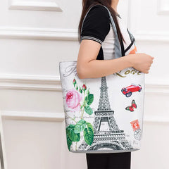 Miyahouse Paris Tower Printed Canvas Beach Bag
