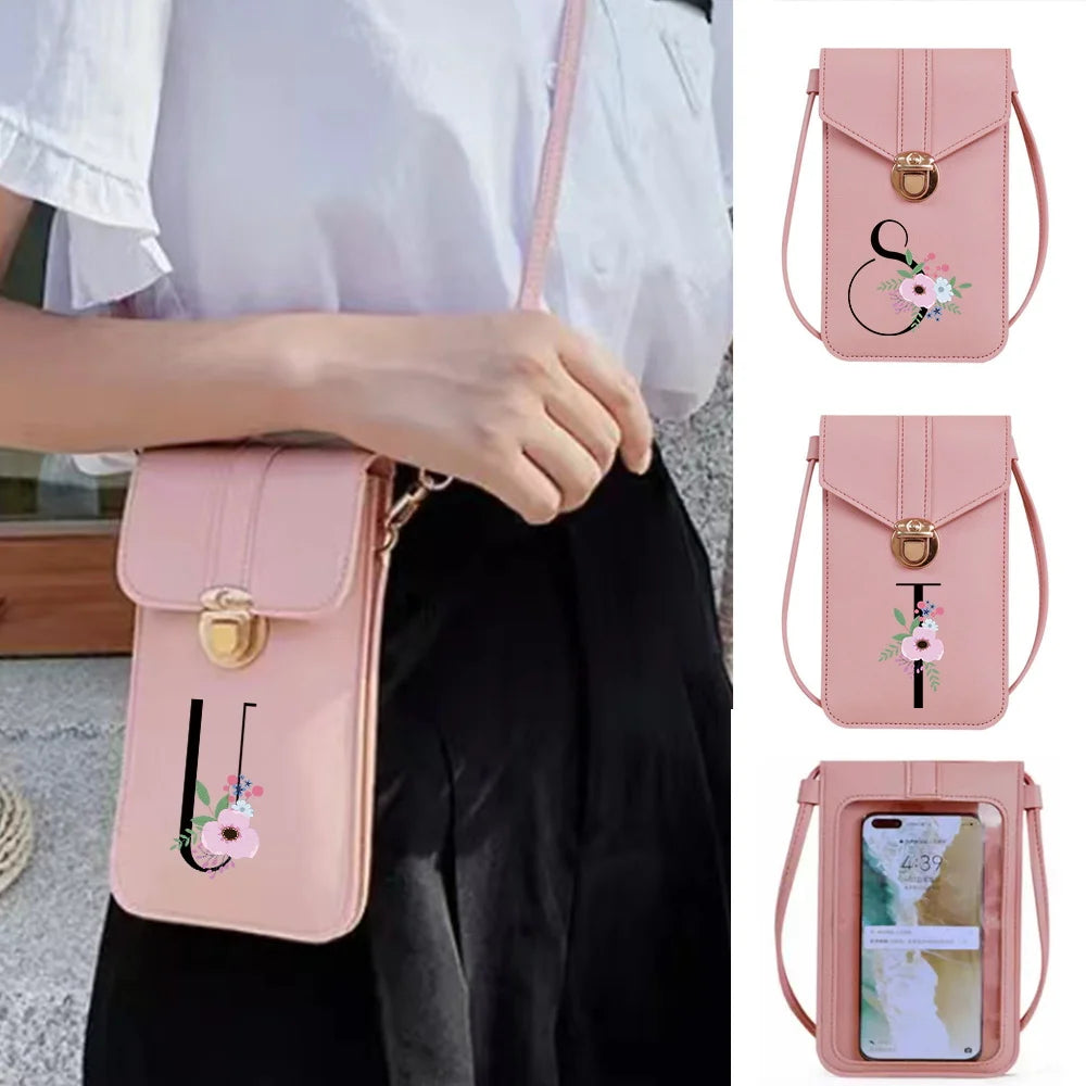 Flower Letter Series Shoulder Bag Leather Wallet Crossbody Bag