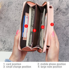 Leaf Letter Print Phone Bag Universal Women Wallet