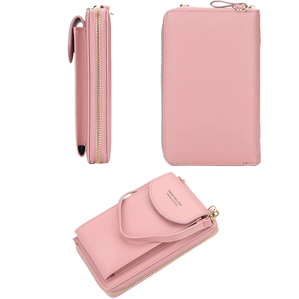 Leaf Letter Print Phone Bag Universal Women Wallet