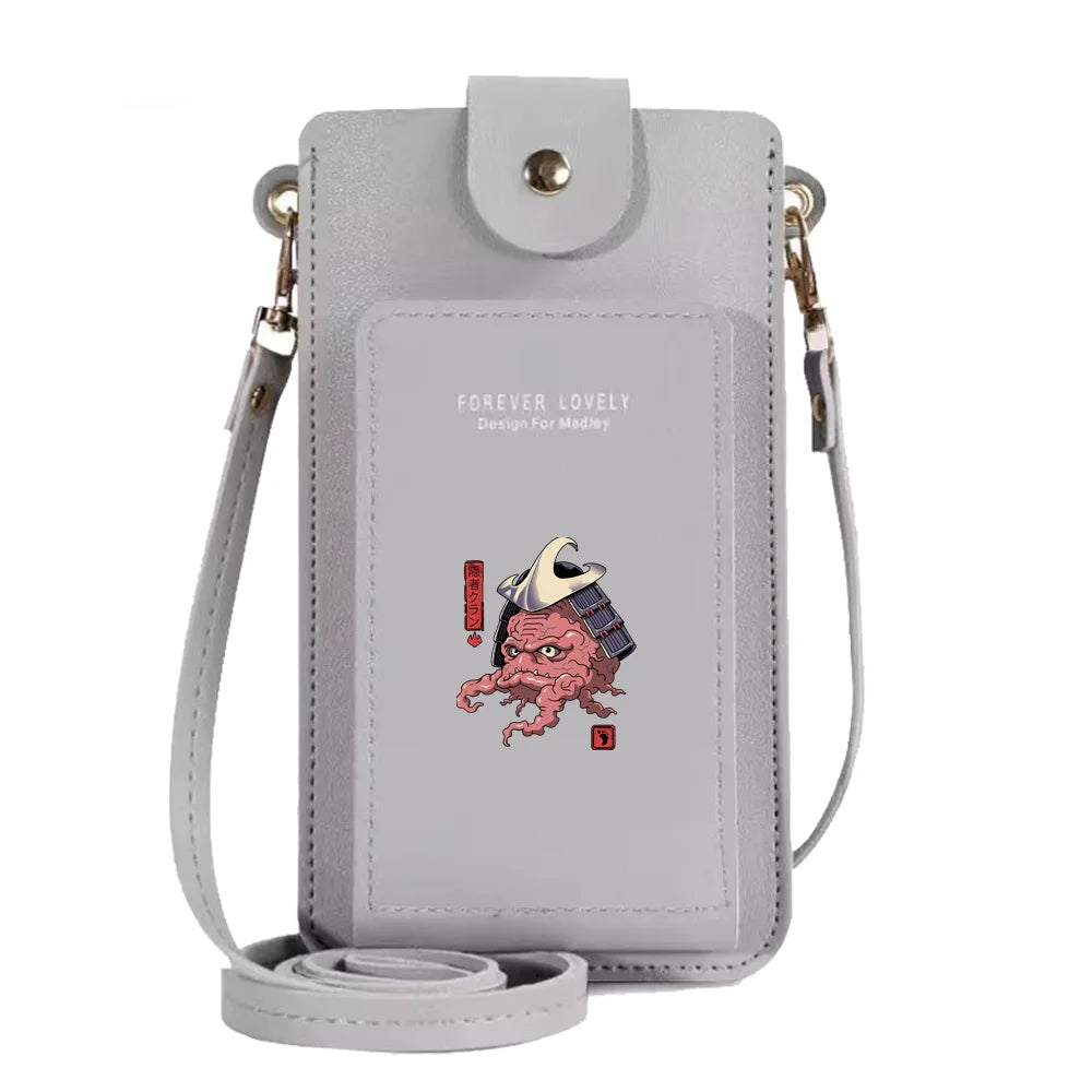 Women's Shoulder Crossbody Bag Wallet with Monster Print