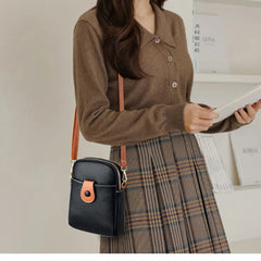 Women's PU Leather Crossbody Bag Multi-layer Handbag