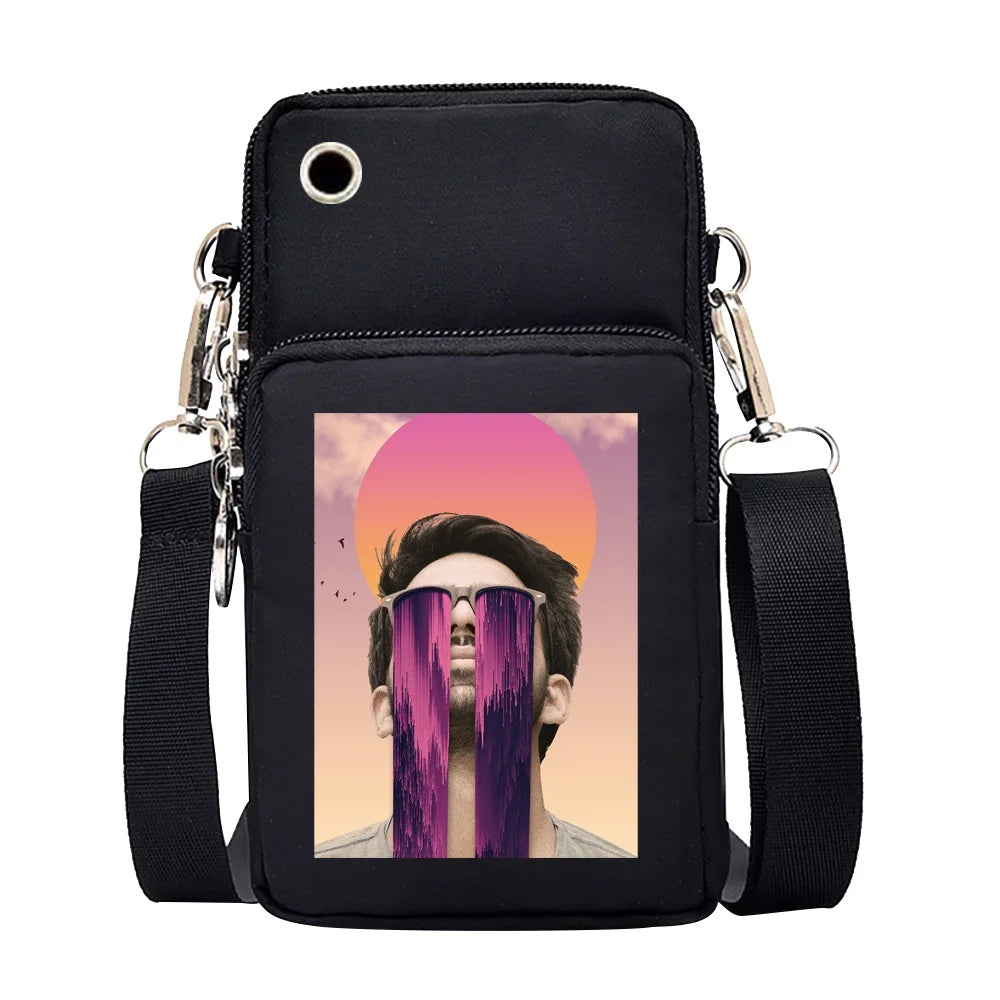 Anime Funny Pattern Printing Mobile Phone Case Shoulder Bags Waterproof