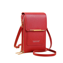 Women's Leather Crossbody Phone Bag Touch Screen Purse