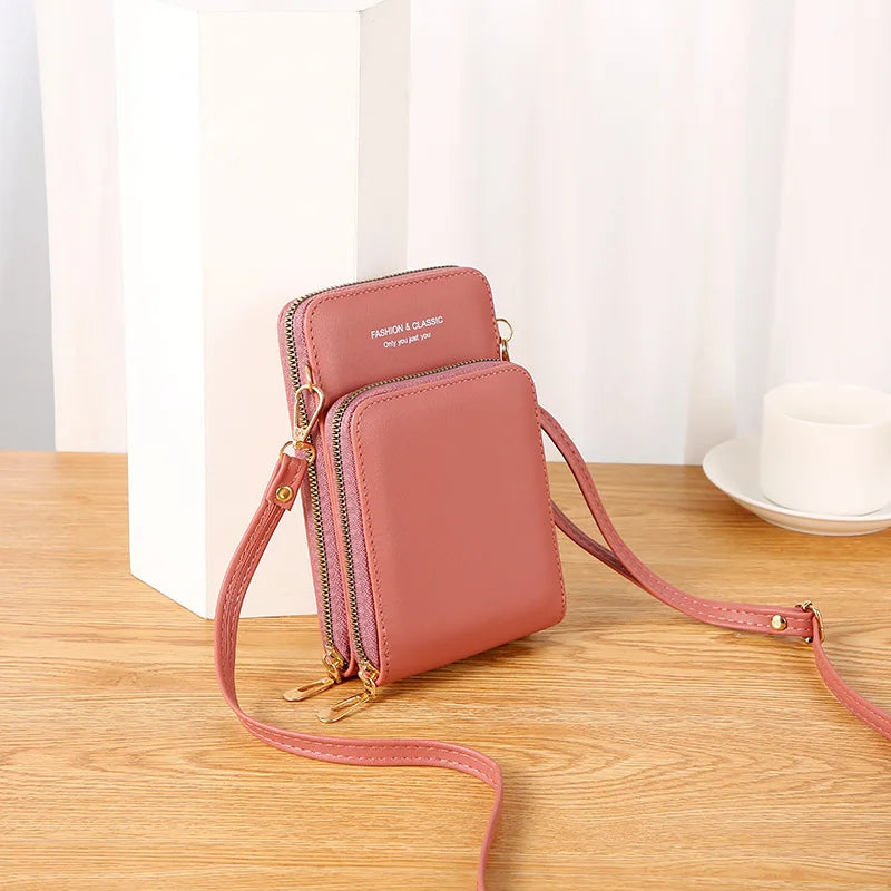 Mobile Phone Purse Smartphone Wallet PU Leather Shoulder Strap Handbag
