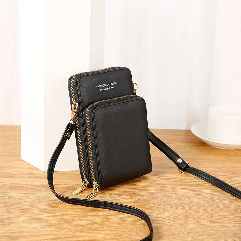 Mobile Phone Purse Smartphone Wallet PU Leather Shoulder Strap Handbag